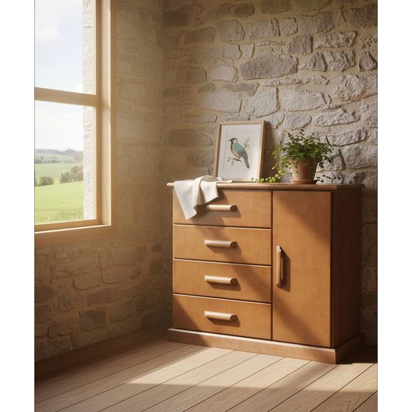 Cômoda Plaza 1,00 x 55 x 1,10 - (04 Gavetas) - Madeira Maciça - Móveis de Gramado