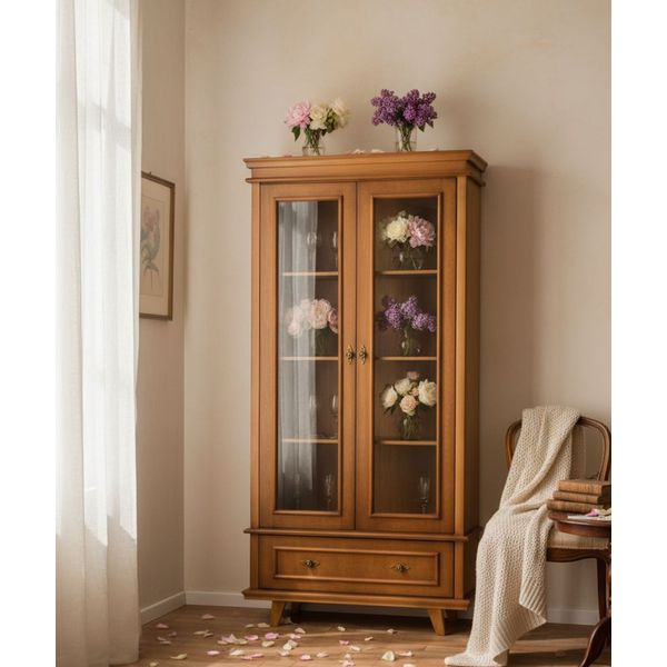 Cristaleira Com Pézinho 1,00 x 43 x 2,20 - Madeira Maciça - Móveis de Gramado