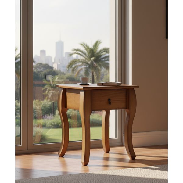 Mesa de Cabeceira Viena 52 x 45 x 62 - (02 Unidades) - Madeira Maciça - Móveis de Gramado