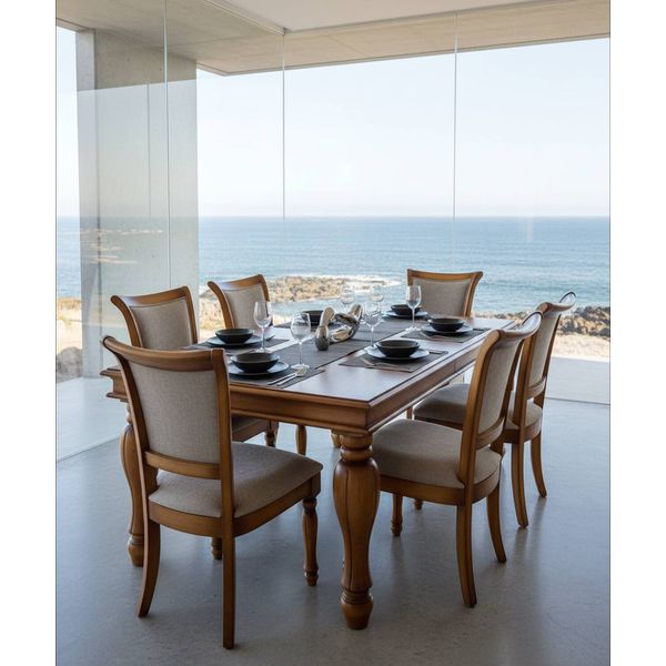 Sala de Jantar Pantanal Mesa Retangular - (06 Cadeiras) - Madeira Maciça - Móveis de Gramado