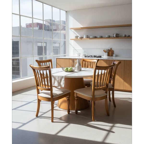 Sala de Jantar Mesa Redonda Berlim - Madeira Maciça - Móveis de Gramado