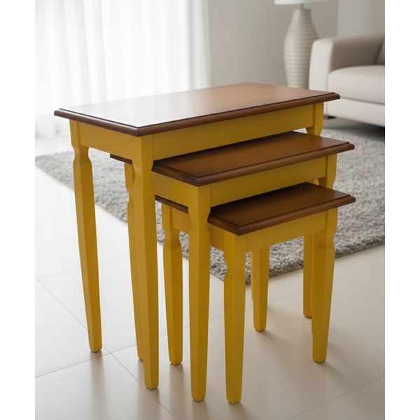 Conjunto de Mesas Laterais Maravilha - Madeira Maciça - Móveis de Gramado