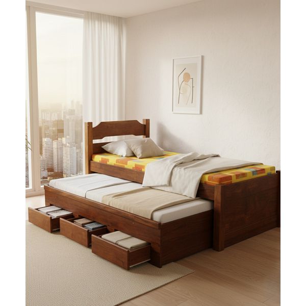 Bicama Com Gavetas Travessão - Madeira Maciça - Móveis de Gramado