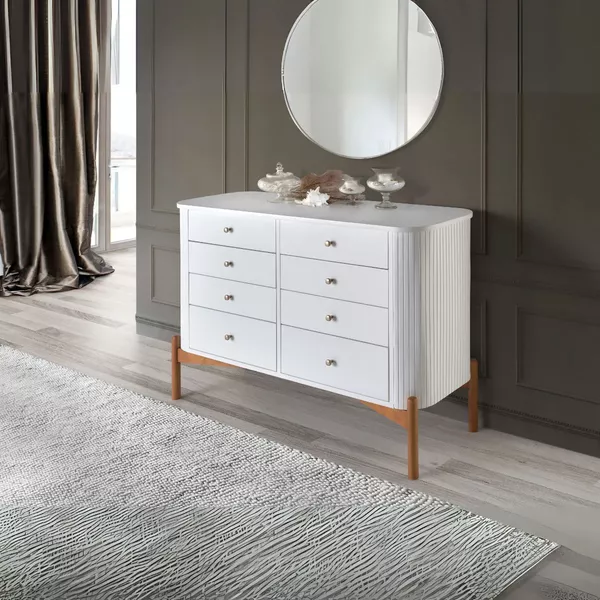 Cômoda Aurora 8 Gavetas 1,29 x 41 x 90 - Móveis 3D