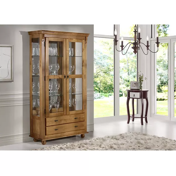 Cristaleira América Com Espelho 02 Portas - 02 Gavetas - 1,00 x 42 x 1,85 - Móveis 3D