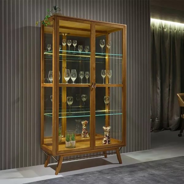 Cristaleira Florence 02 Porta Com Led 1,10 x 41 x 1,93 - Móveis 3D