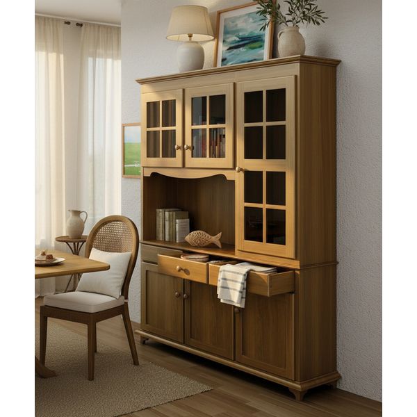 Cristaleira Hortência 1,50 x 50 x 2,10 - Madeira Maciça - Móveis de Gramado