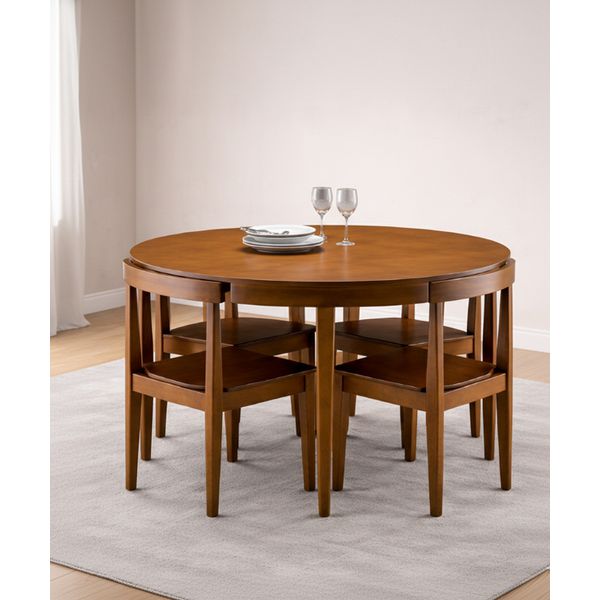 Sala de Jantar Mesa Compacta Redonda 1,35 x 1,35 - (04 Cadeiras) - Móveis de Gramado