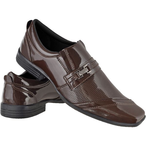 Sapato masculino social CRshoes verniz marsala com brinde carteira