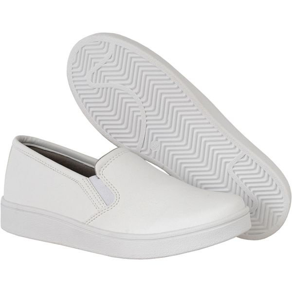Tênis casual Elástico Feminino Branco Fosco