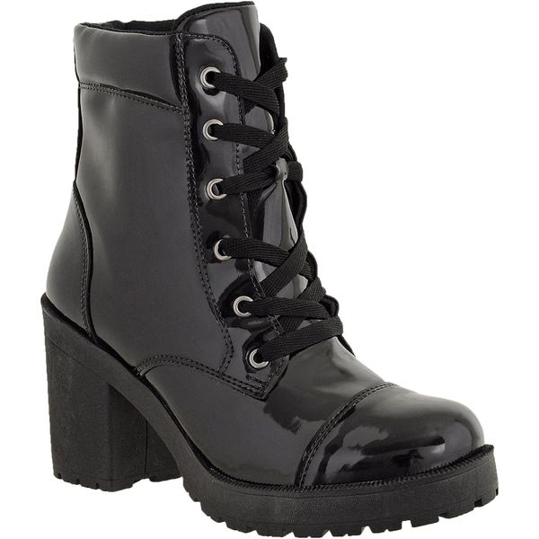 Coturno feminino tratorado CRshoes verniz Preto
