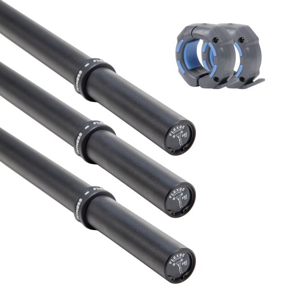 Kit com 3 Fat Bar 1,50m + Presilhas Flexbe Fitness