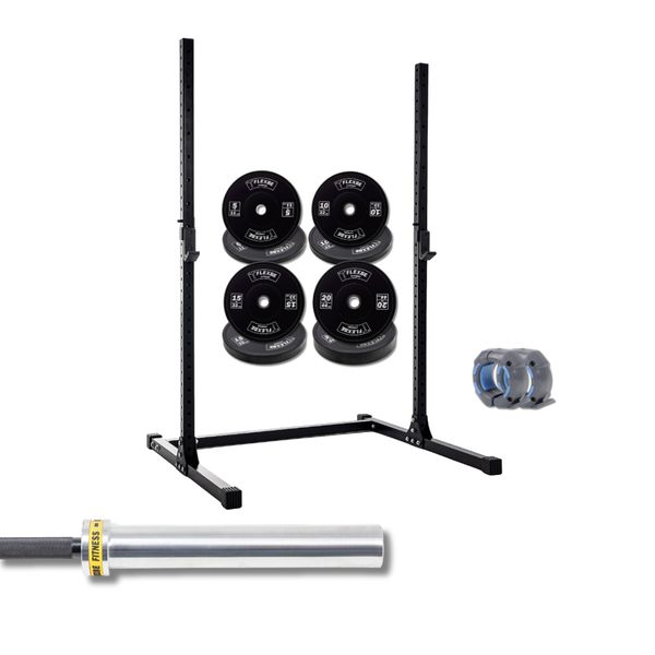 Kit Treino Completo com Squat Rack de 1.80, Barra de 15kg e Anilhas Flexbe Fitness