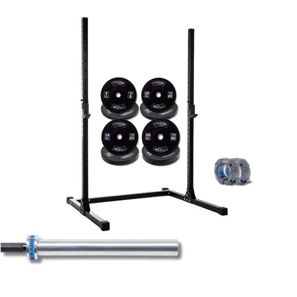 Kit Treino Completo com Squat Rack de 1.80, Barra de 20kg e Anilhas Flexbe Fitness