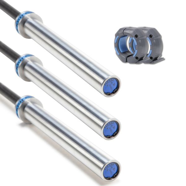 Trio De Barras Olímpica Crossfit Lpo 2,20m 20kg + Presilhas Flexbe Fitness