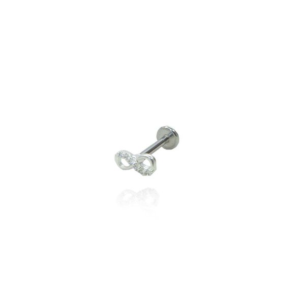 Piercing Símbolo do Infinito com Mini Zircônia em Prata 925