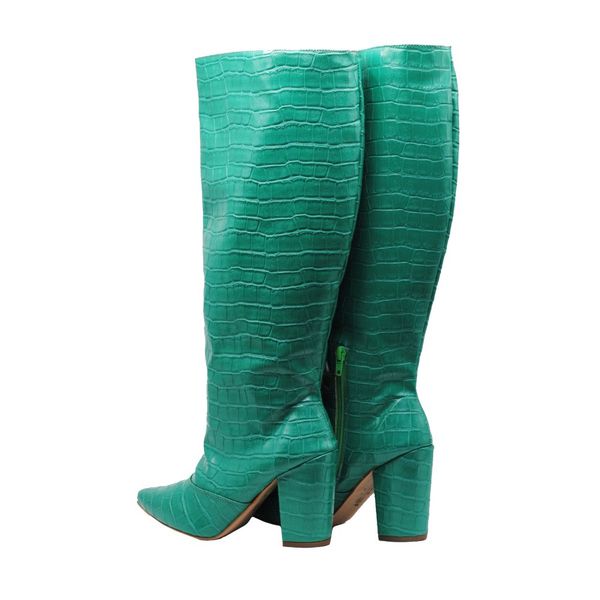 Bota de salto grosso cano alto sales