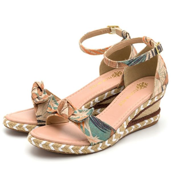 Sandalia flor da pele anabela store