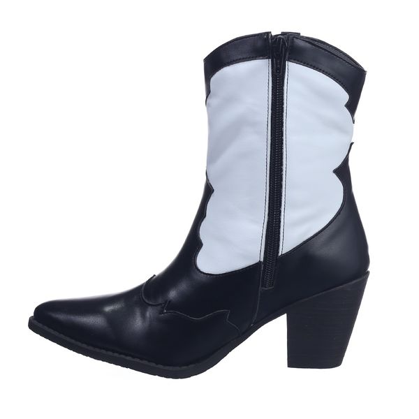Bota Feminina Western Cano M dio Bico Fino 23005 Napa Preta e