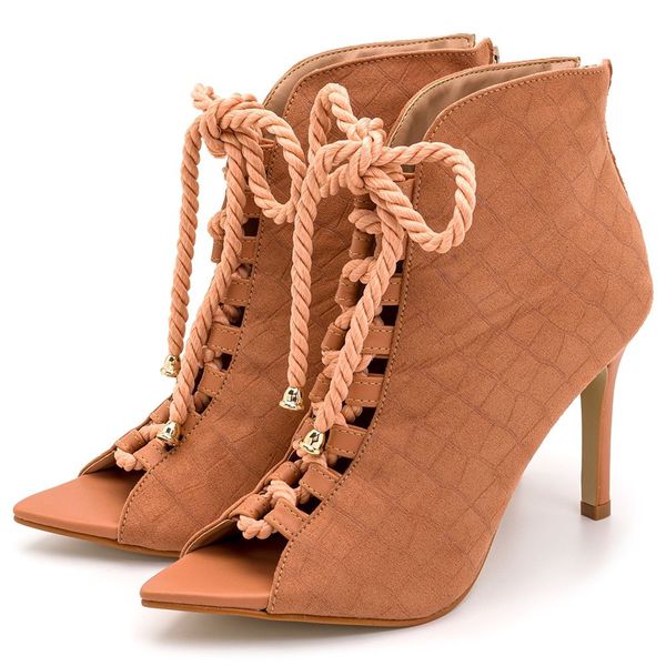 Sandália Feminina Fechada 6006 Craquelê Suede Nude Outlet