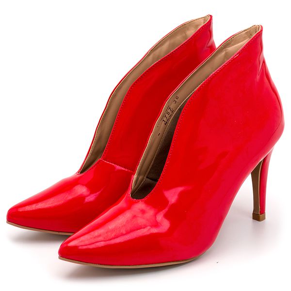 Sapato Feminino Ankle Boot 1757 Napa Verniz Vermelha