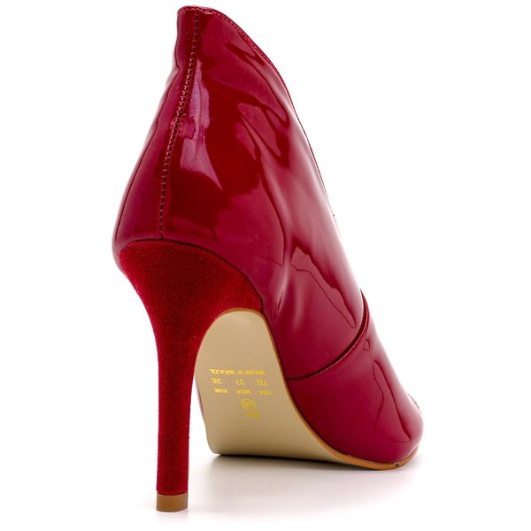 Sapato Feminino Ankle Boot 6008 Napa Verniz Vermelha Flor da