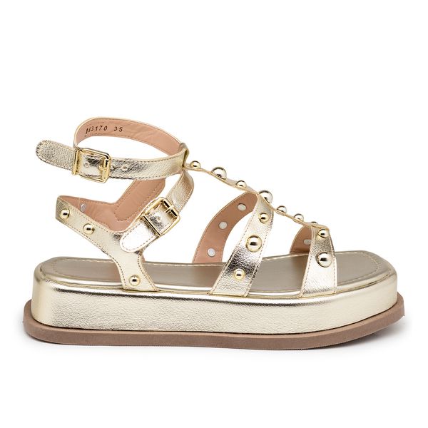 Sandália Flatform Papete Feminina 183070 Napa Ouro Light