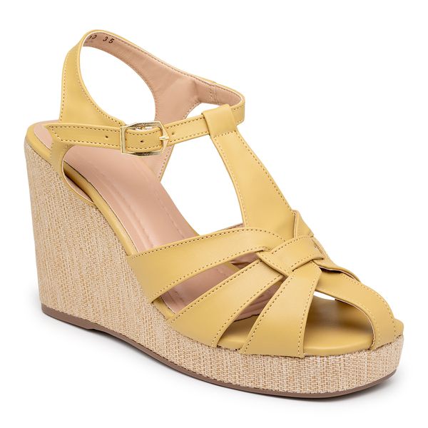 Sandalia Anabela Plataforma Salto Em Corda 190100 Dolce - Rosa