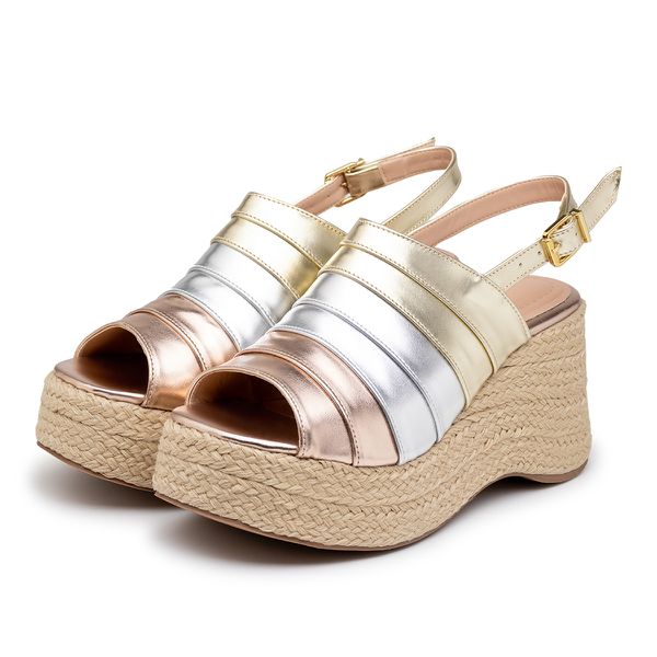 Sandália Anabela Feminina Salto Plataforma em Corda 9200 Mix