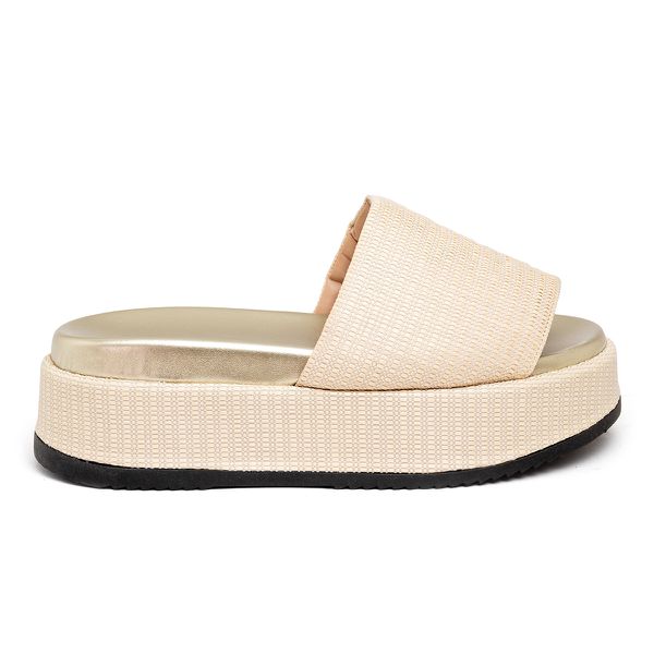 Tamanco Feminino Anabela Plataforma Salto Alto Confortável 5300 Rafia Natural