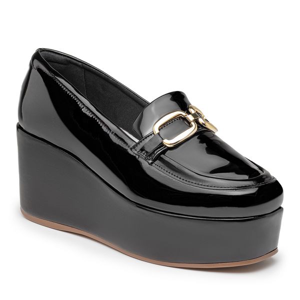 Mocassim Plataforma Feminino Verniz Preto 170500