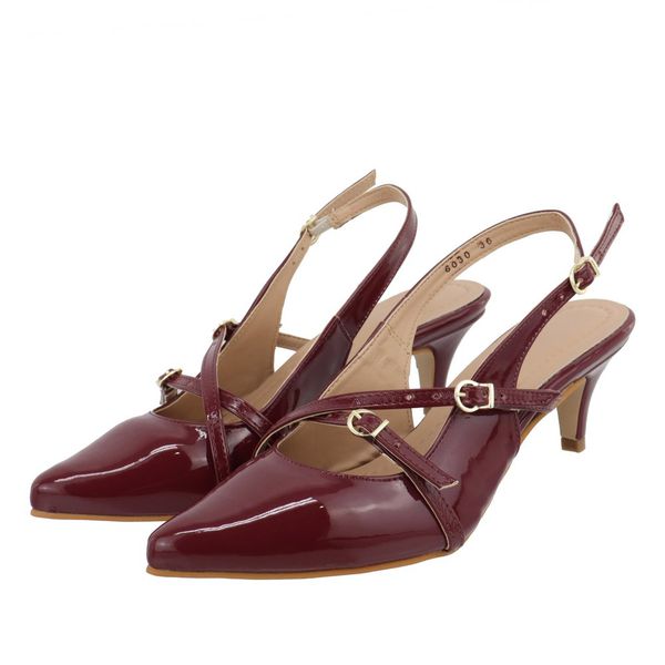 Sapato Social Scarpin Feminino Salto Baixo Fino 6030 Marsala