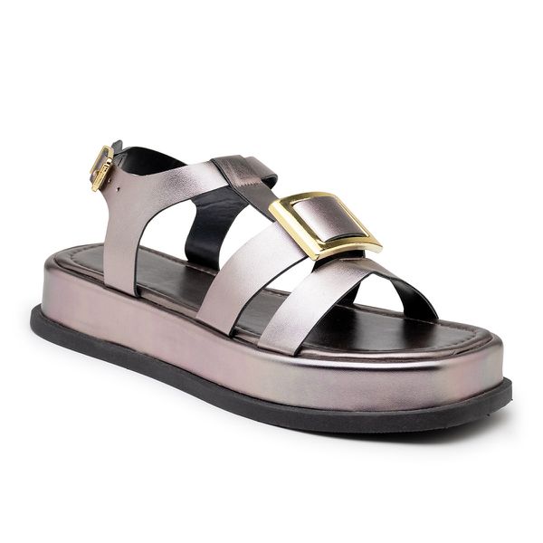 Sandália Feminina Flatform 23430 Prata Velho