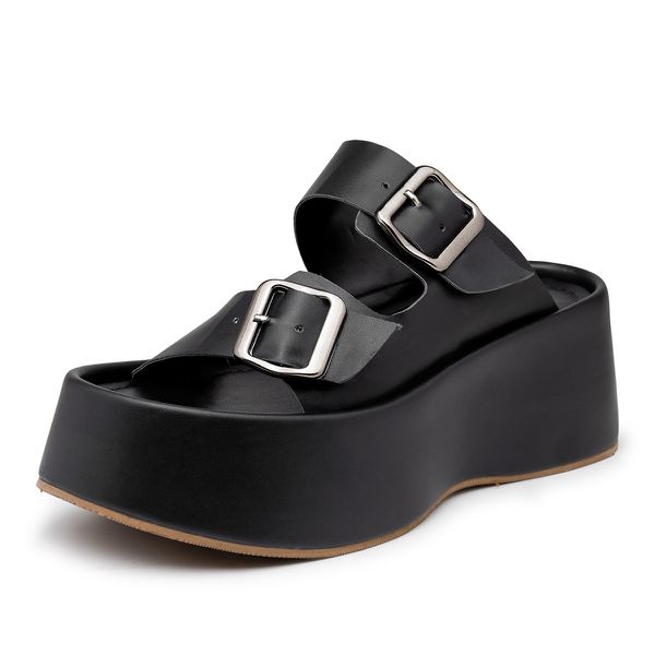 Tamanco Feminino Plataforma Flat Conforto 5000 Preto