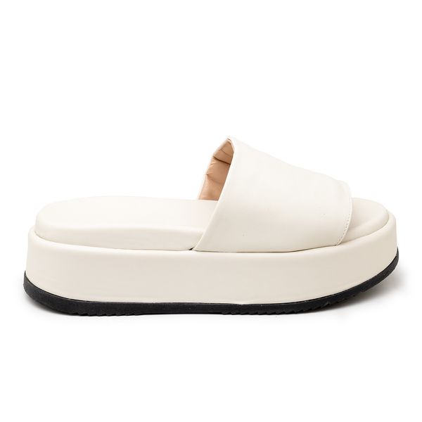 Tamanco Feminino Anabela Plataforma Salto Alto Confortável 5300 Napa Off White