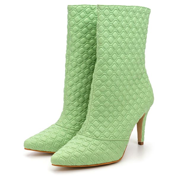 Bota Feminina Cano Médio 1792 Napa Trissê Verde Claro