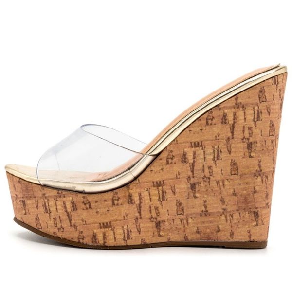 Tamanco hotsell anabela transparente