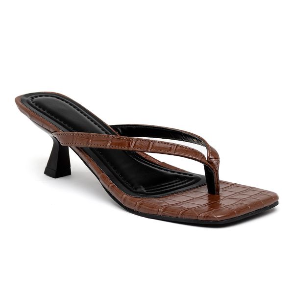Tamanco Feminino Dedo Salto Kitten Heels 5410 Croco Cacau