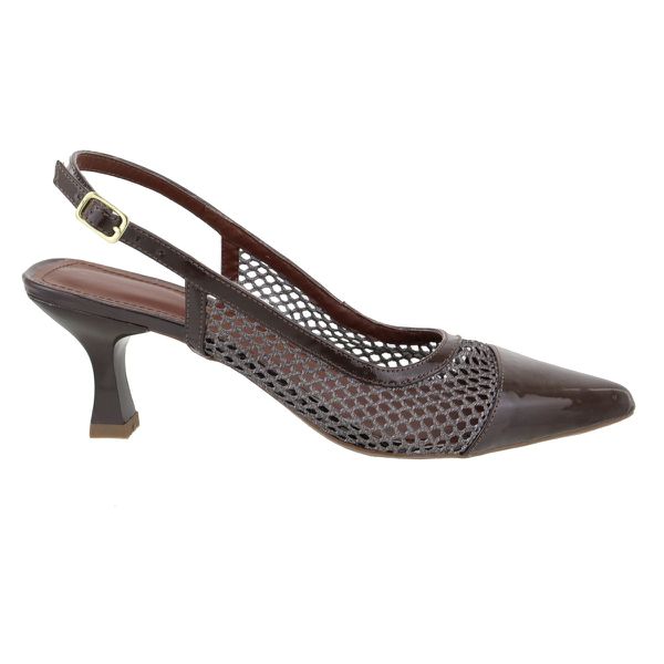 Scarpin Slingback Bico Fino E Tela Machiatto 5600