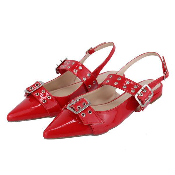 Sapatilha Rasteira Feminina Bico Fino Verniz Vermelho Ferrari 183010
