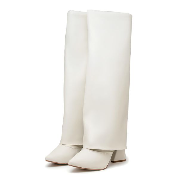 Bota Capa Feminina Off White De Cano Alto 23017