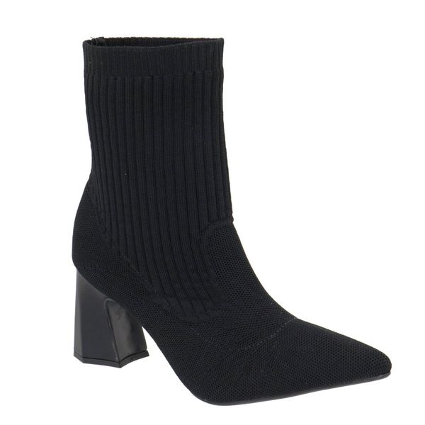 Bota Cano Baixo Salto Grosso Meia 184000 Preto Flor da Pele