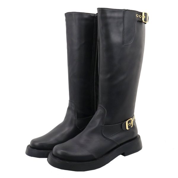 Bota Feminina Biker Rasteira Fivelas 2024 Napa Preto