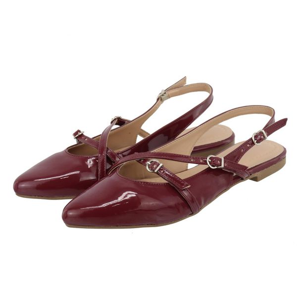 Sapatilha Slingback Rasteira Feminina 184101 Verniz Marsala