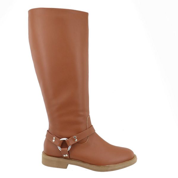 Bota Feminina Biker Rasteira 2026 Napa Caramelo