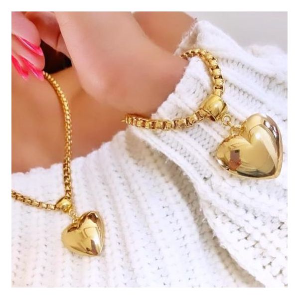 Pulseira coração maciço 