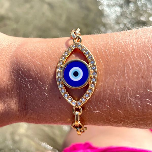 Pulseira olho grego strass