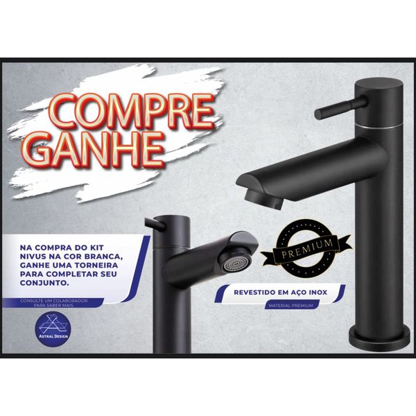 KIT NIVUS 66 COM BANCADA E ESPELHO BRANCO + UMA TORNEIRA GRÁTIS