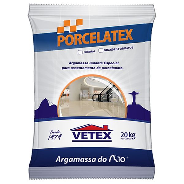 ARGAMASSA PORCELATEX GRANDES FORMATOS INTERNA E EXTERNA BRANCA VETEX 20KG