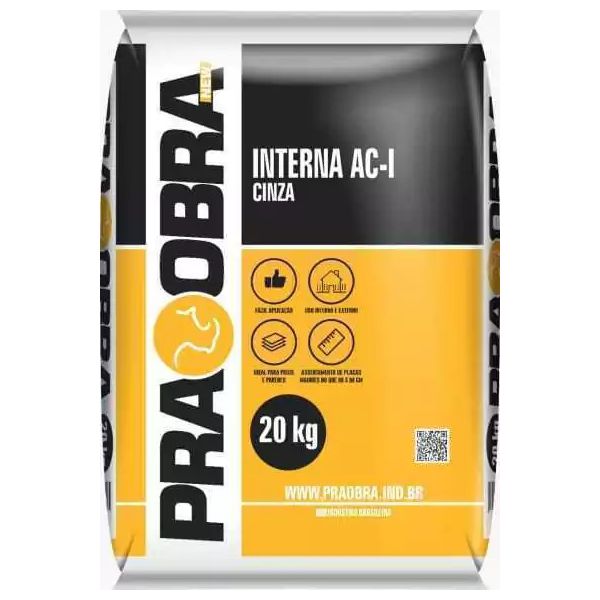 ARGAMASSA INTERNA AC1 CINZA 20KG PRAOBRA